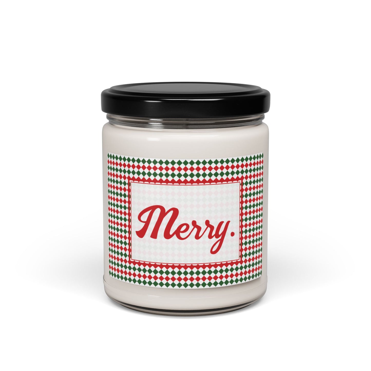 Merry- Christmas Argyle Scented Soy Candle, 9oz