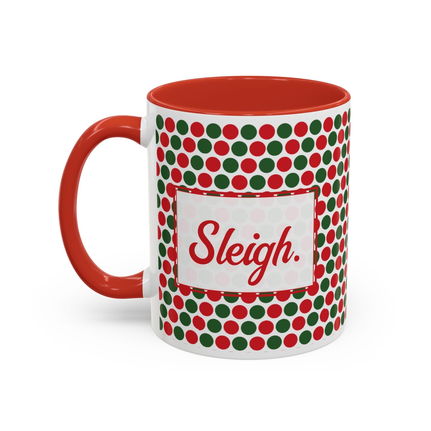 Sleigh- Christmas Polka Dot Party Personalizable Christmas Ceramic Mug (11oz, 15 oz)