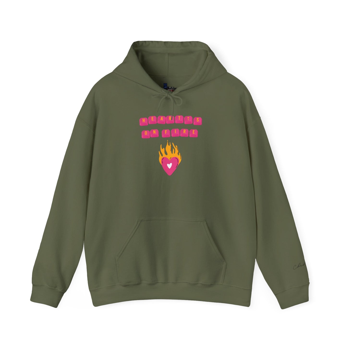 HEART'S ON FIRE Key Caps Flaming Heart Unisex Heavy Blend™ Hooded Sweatshirt