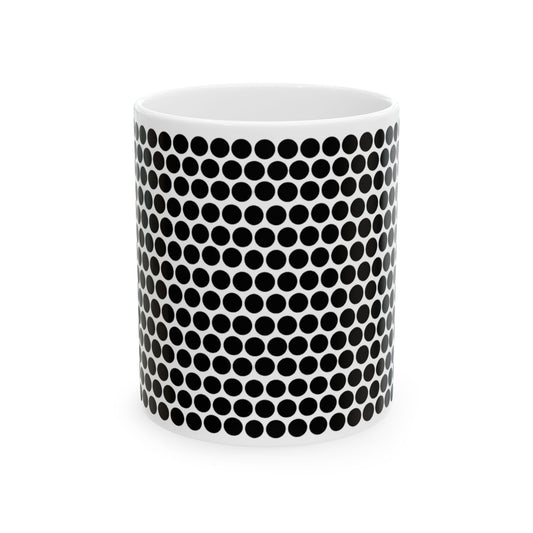 Black Polka Dot Ceramic Mug, (11oz, 15oz)