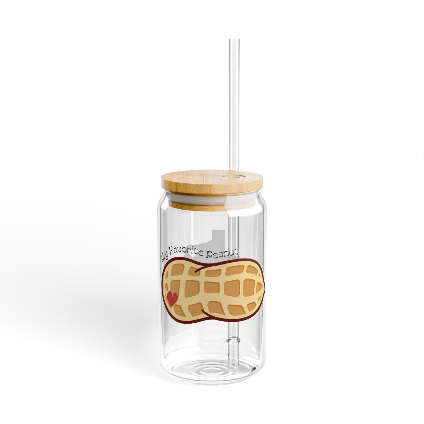 My Favorite Peanut Texas State Cut-Out Valentines Personalizable Custom Name Sipper Glass, 16oz