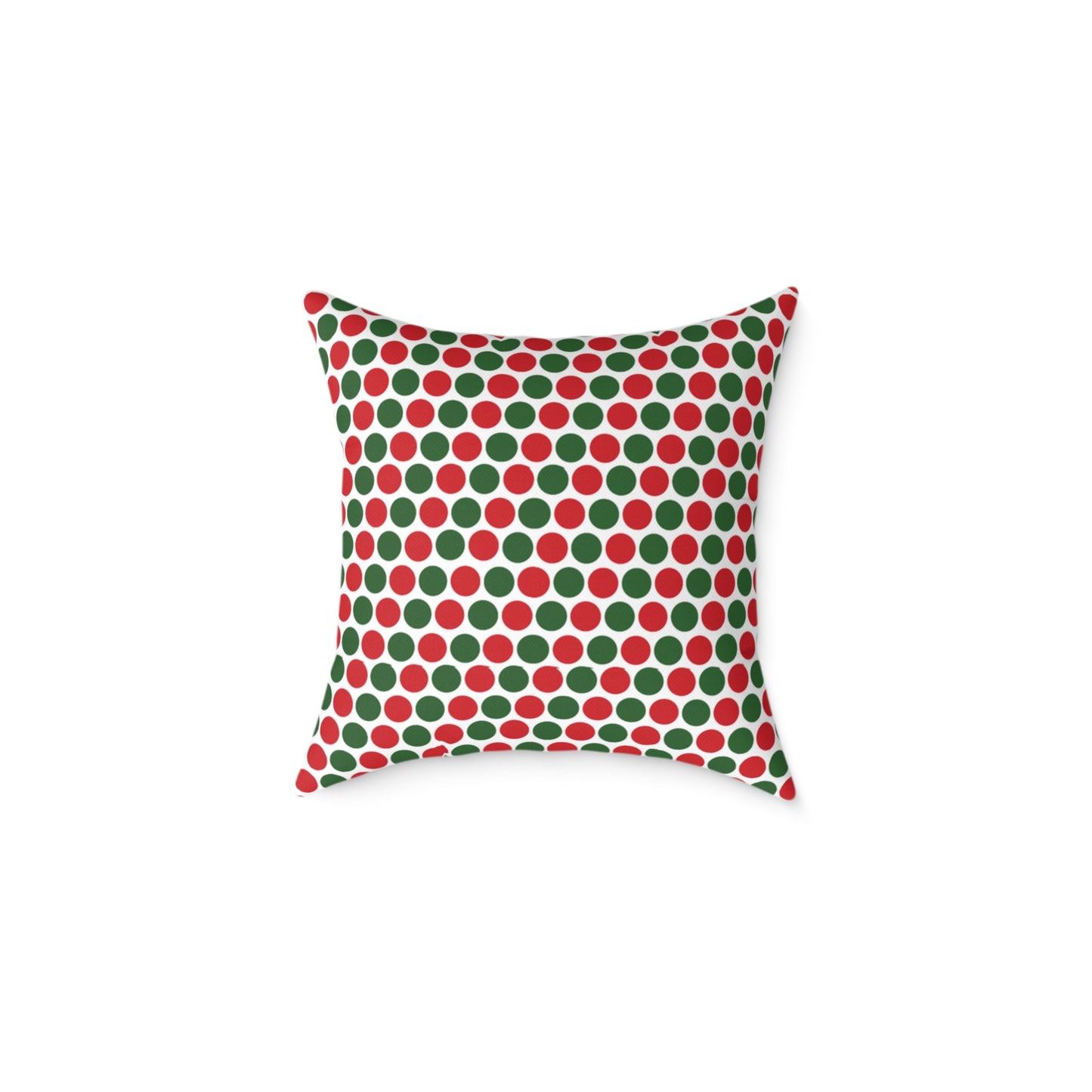 Red & Green Polka Dot Party Christmas Decorative Pillow | Double‑Sided Poly Canvas Cushion, 5 Sizes, Vibrant Holiday Décor