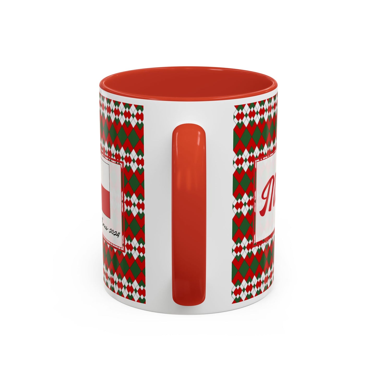 Merry- Christmas Extra Argyle Personalizable Christmas Ceramic Mug (11oz, 15 oz)