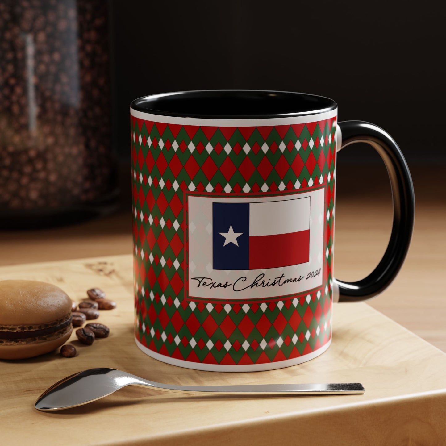 Blitz- Christmas Fancy Argyle Personalizable Christmas Ceramic Mug (11oz, 15 oz)