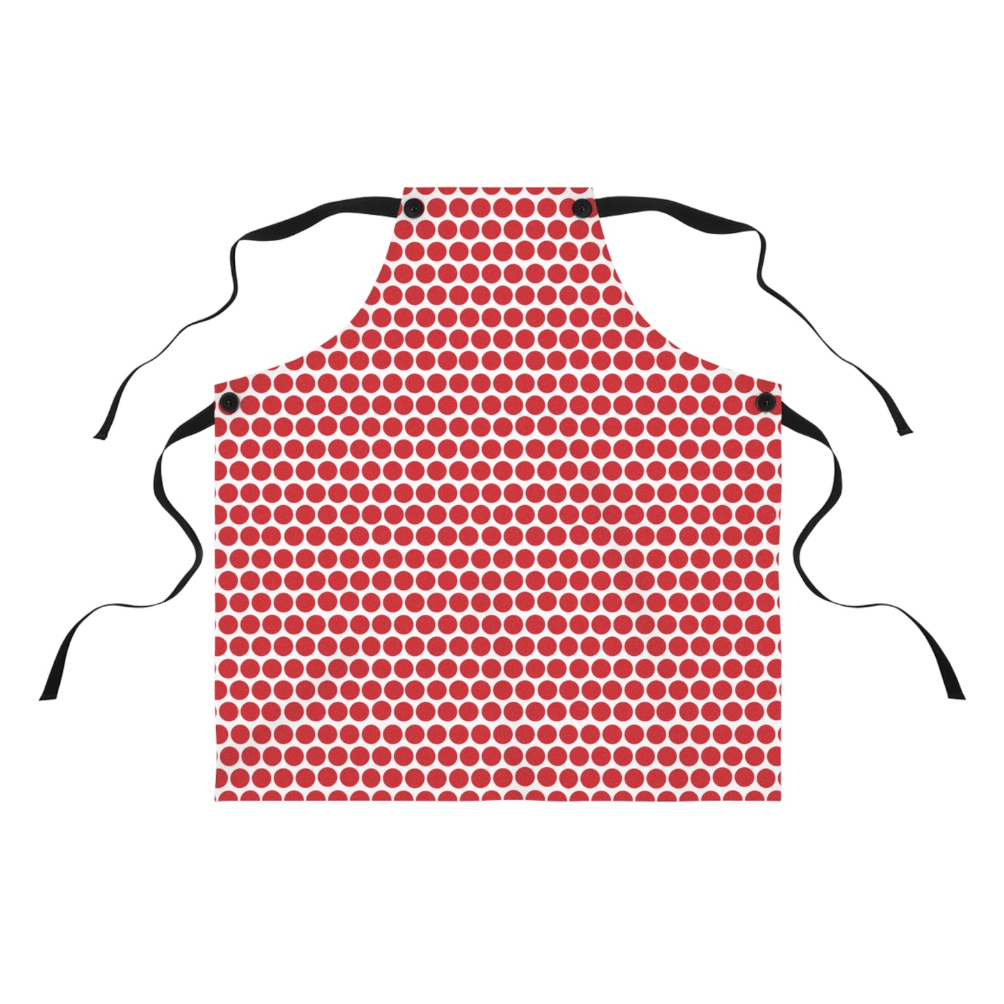 Red Polka Dot Holiday Apron | Lightweight 100% Polyester Twill, Detachable Black Twill Straps