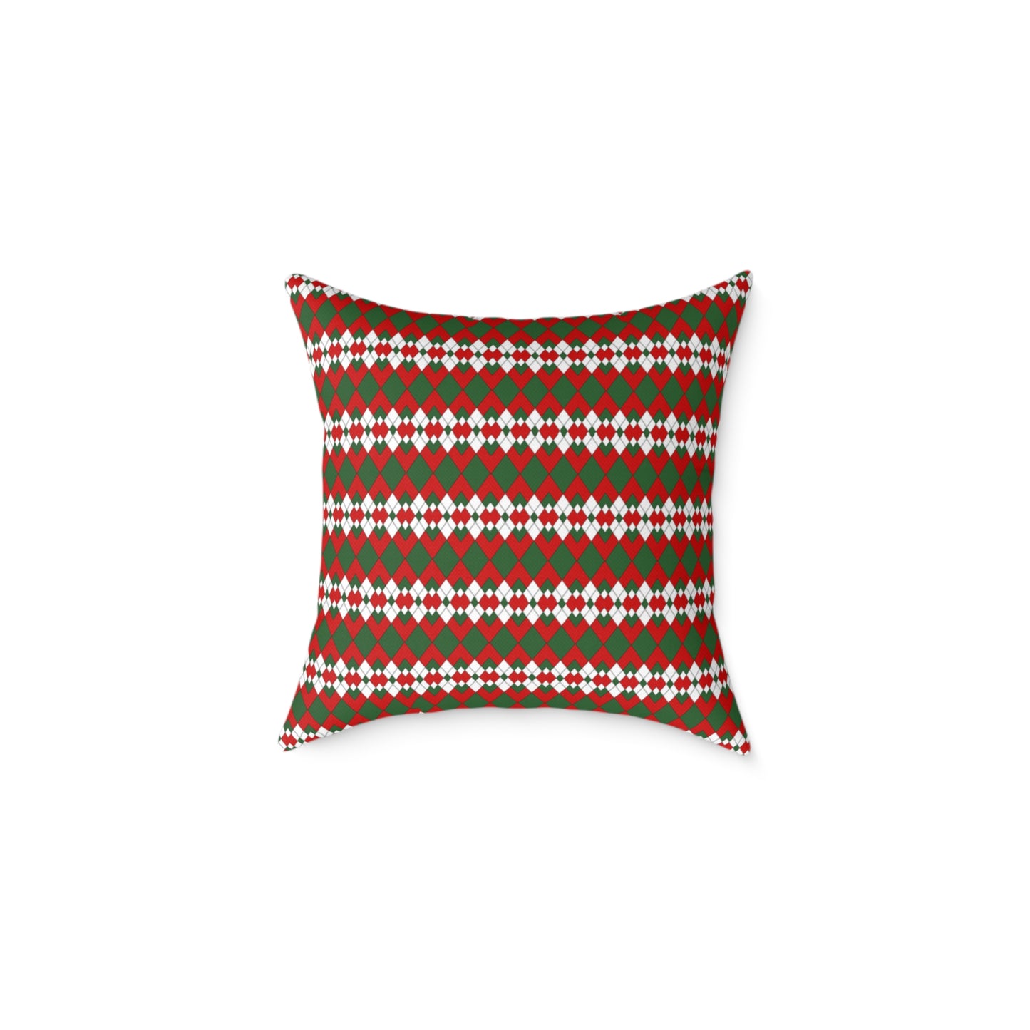 Extra Argyle Christmas Decorative Pillow | Double‑Sided Poly Canvas Cushion, Vibrant Holiday Décor, 5 Sizes
