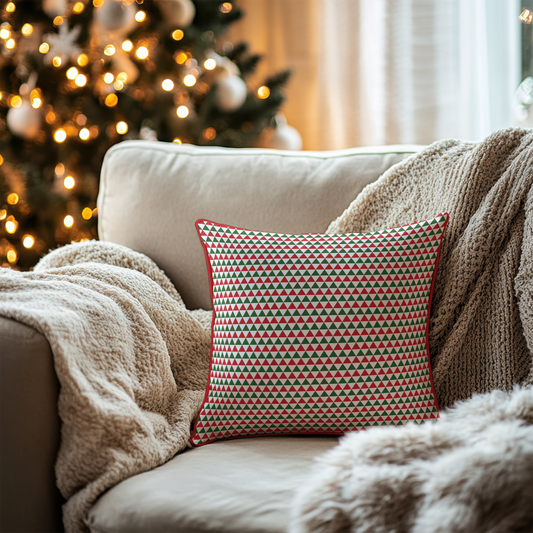 Christmas Triangles Striped Cushion