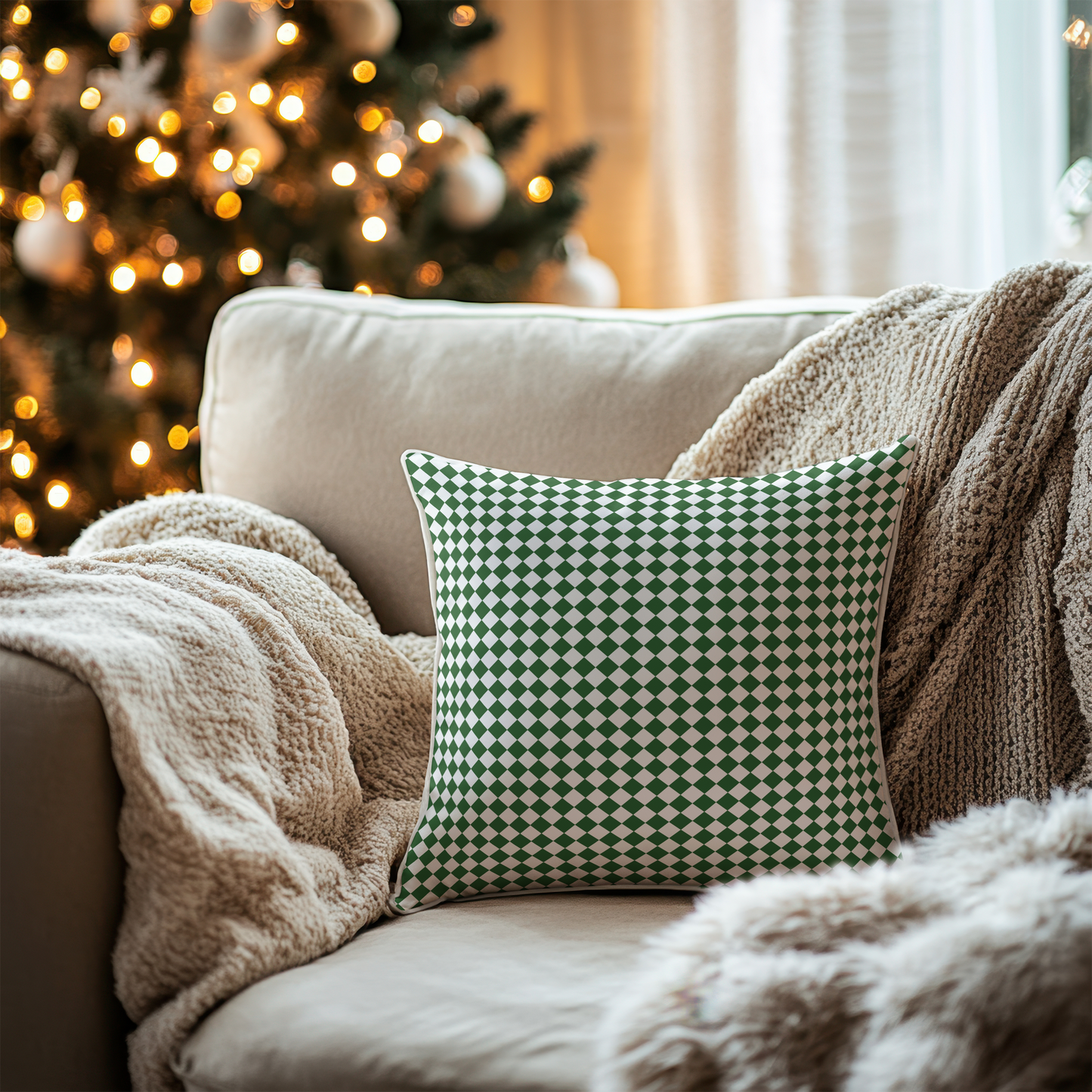 Green Argyle Cushion