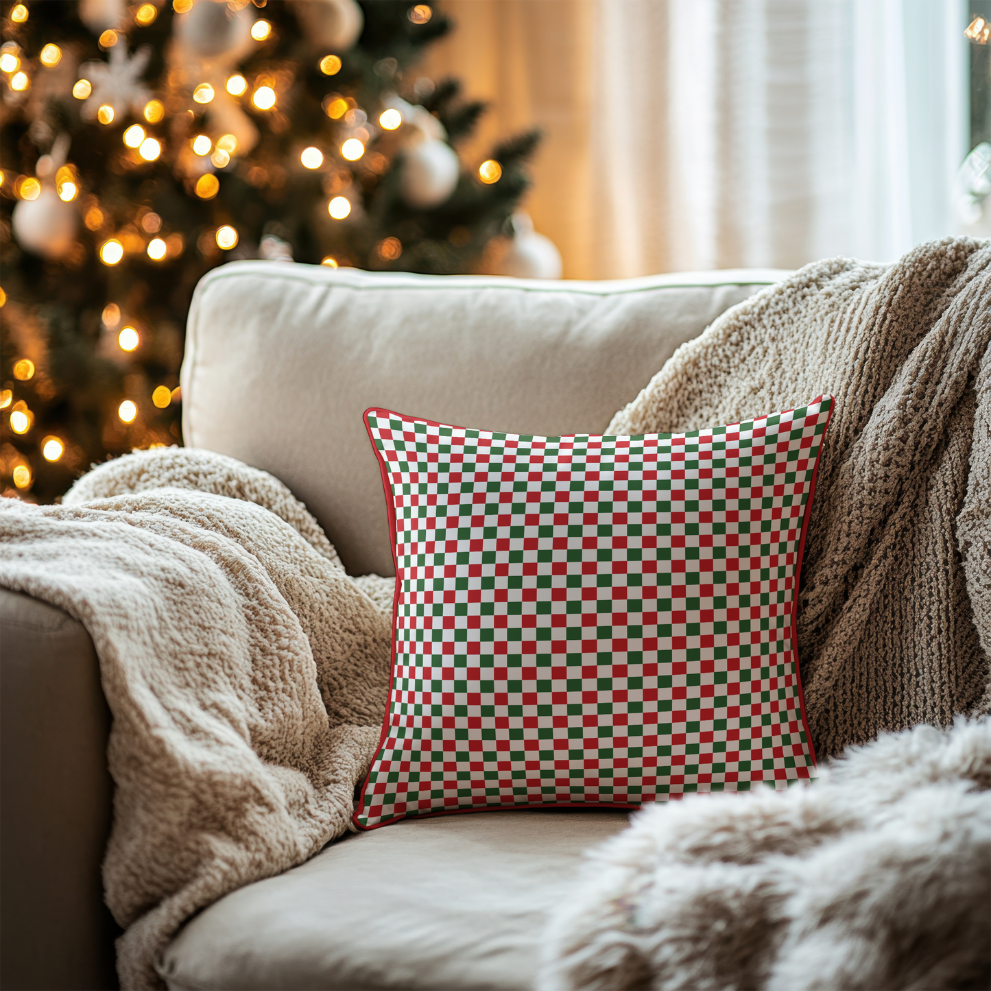 Christmas Checkered Cushion