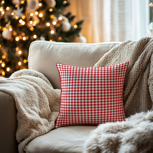 Red Argyle Cushion