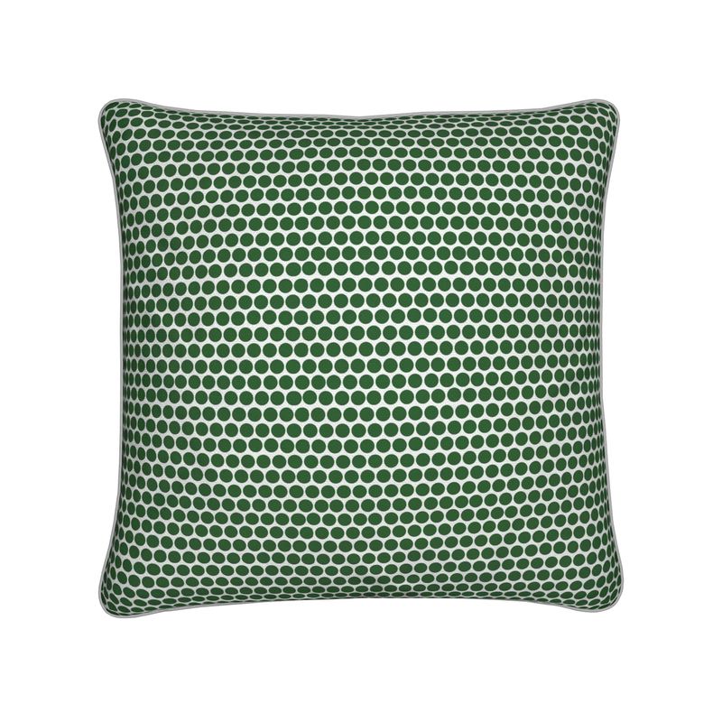 Green & White Polka Dot Reversible Cushion