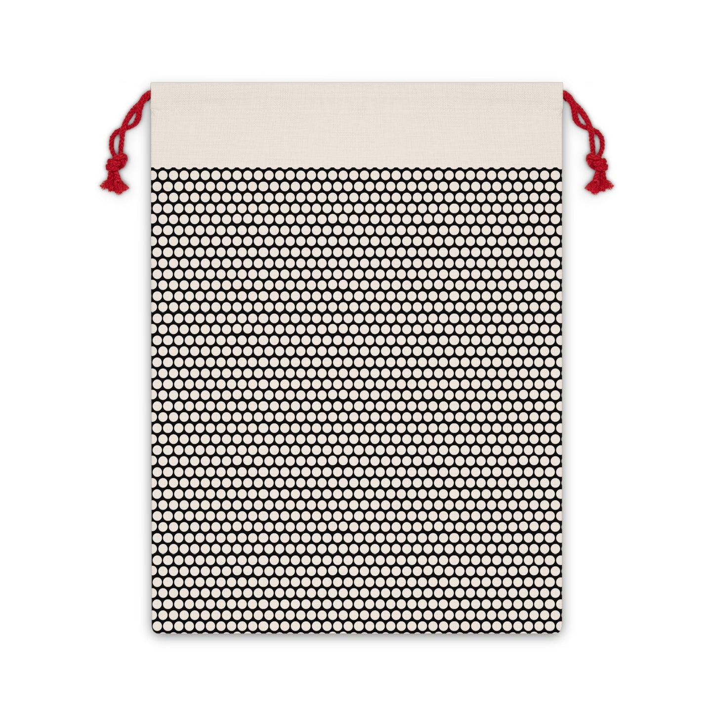 White (Natural) Polka Dot on Black Pattern Canvas Gift Bag | Reusable Drawstring Pouch