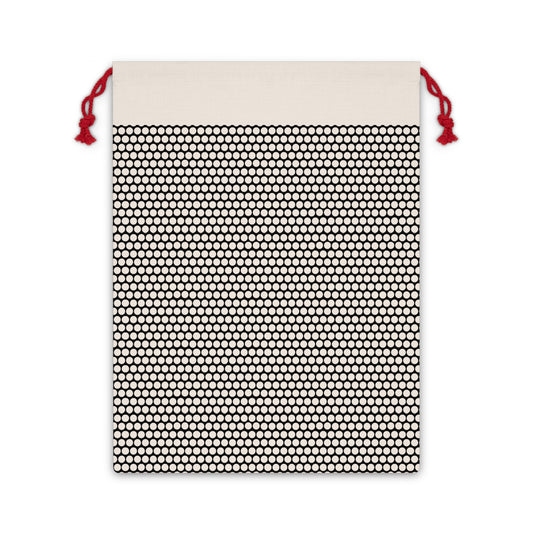 White (Natural) Polka Dot on Black Pattern Canvas Gift Bag | Reusable Drawstring Pouch