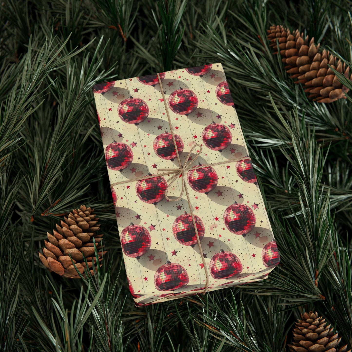Disco Christmas Red Wrapping Paper