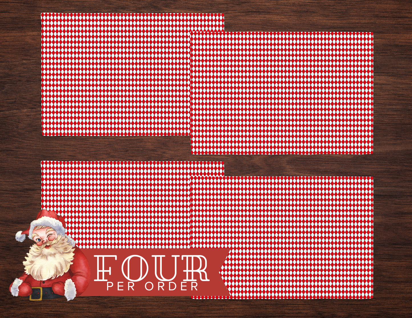 Nutcracker Drummer Red Argyle Polyester Placemats | Christmas Holiday Cloth Dining Mat Set, Festive Diamond Décor