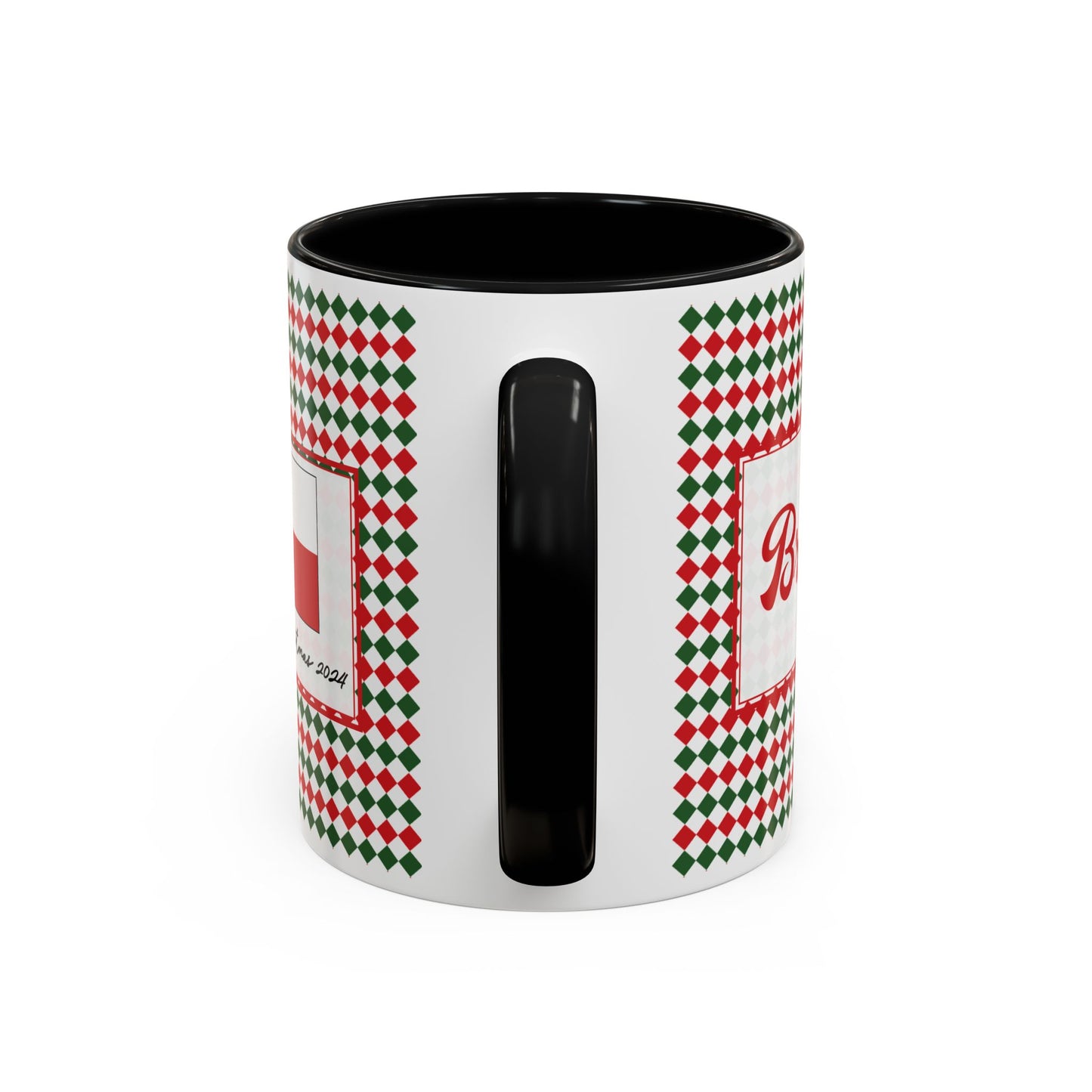 Bright- Christmas Argyle Personalizable Christmas Ceramic Mug (11oz, 15 oz)