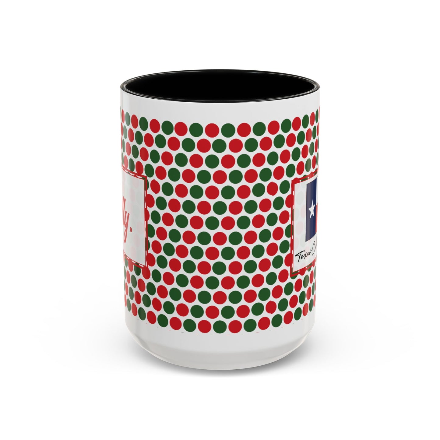 Jolly- Christmas Polka Dot Party Personalizable Christmas Ceramic Mug (11oz, 15 oz)