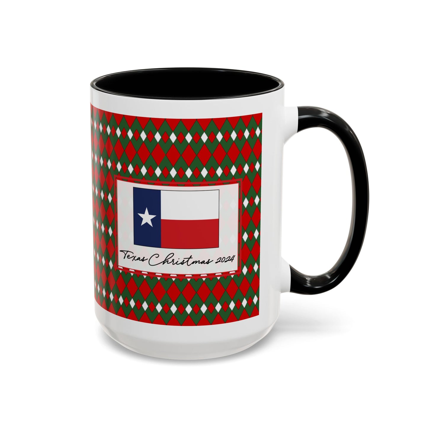 Jolly- Christmas Fancy Argyle Personalizable Christmas Ceramic Mug (11oz, 15 oz)