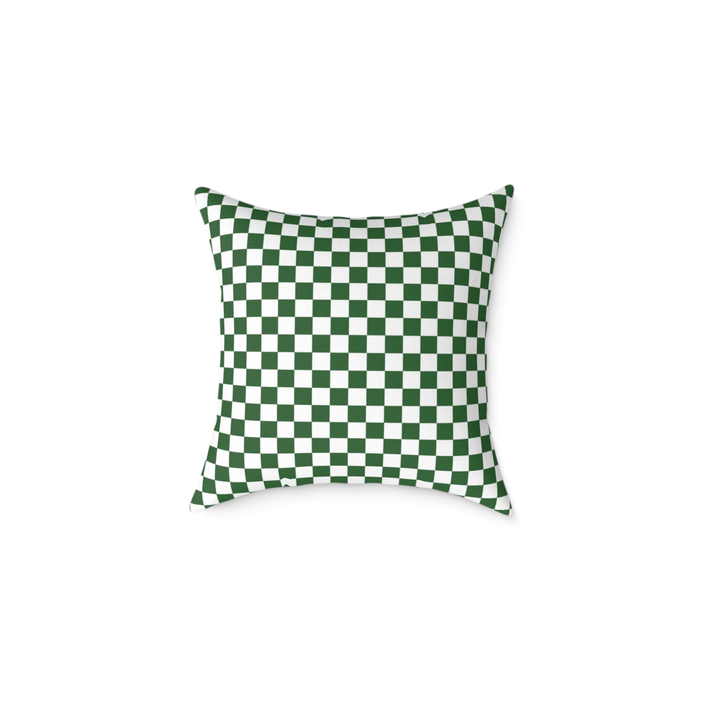 Green & White Check Christmas Decorative Pillow | Double‑Sided Poly Canvas Cushion, Vibrant Holiday Décor, 5 Sizes