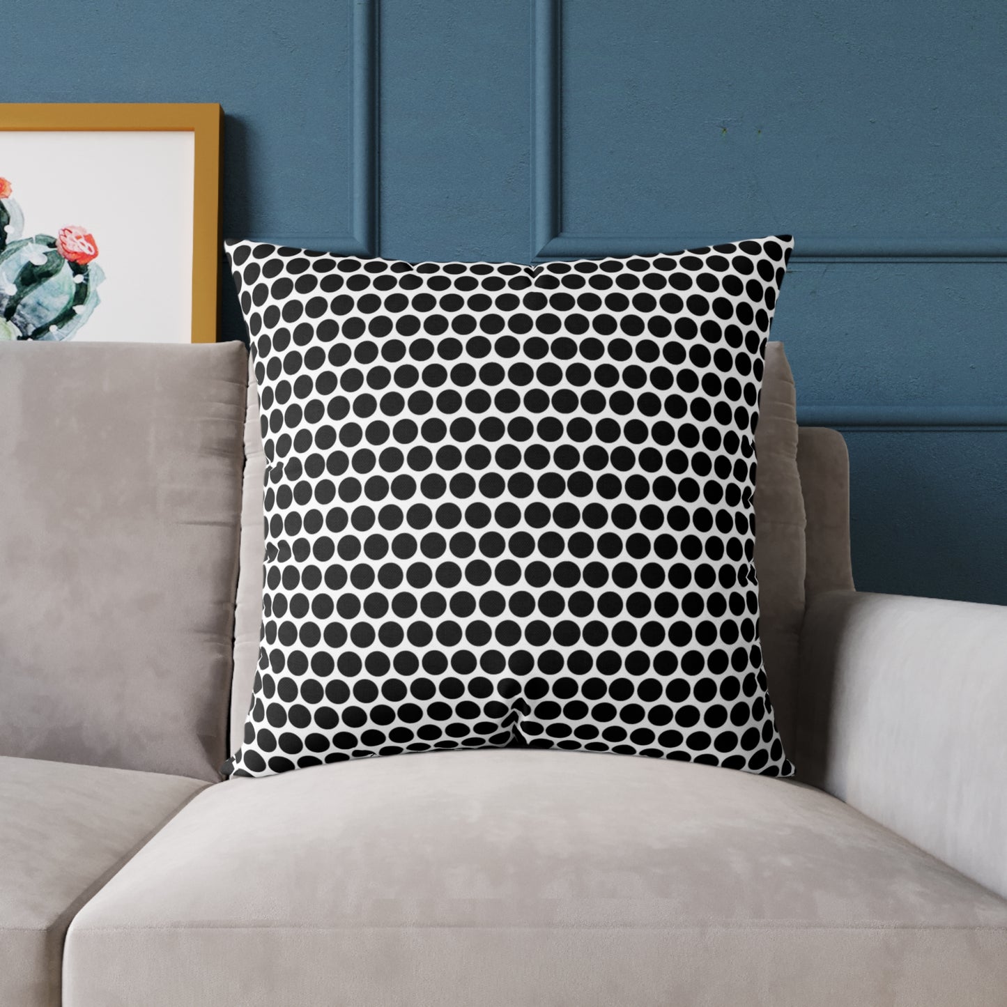 Black Polka Dot Christmas Decorative Pillow | Double‑Sided Poly Canvas Cushion, Vibrant Holiday Décor, 5 Sizes
