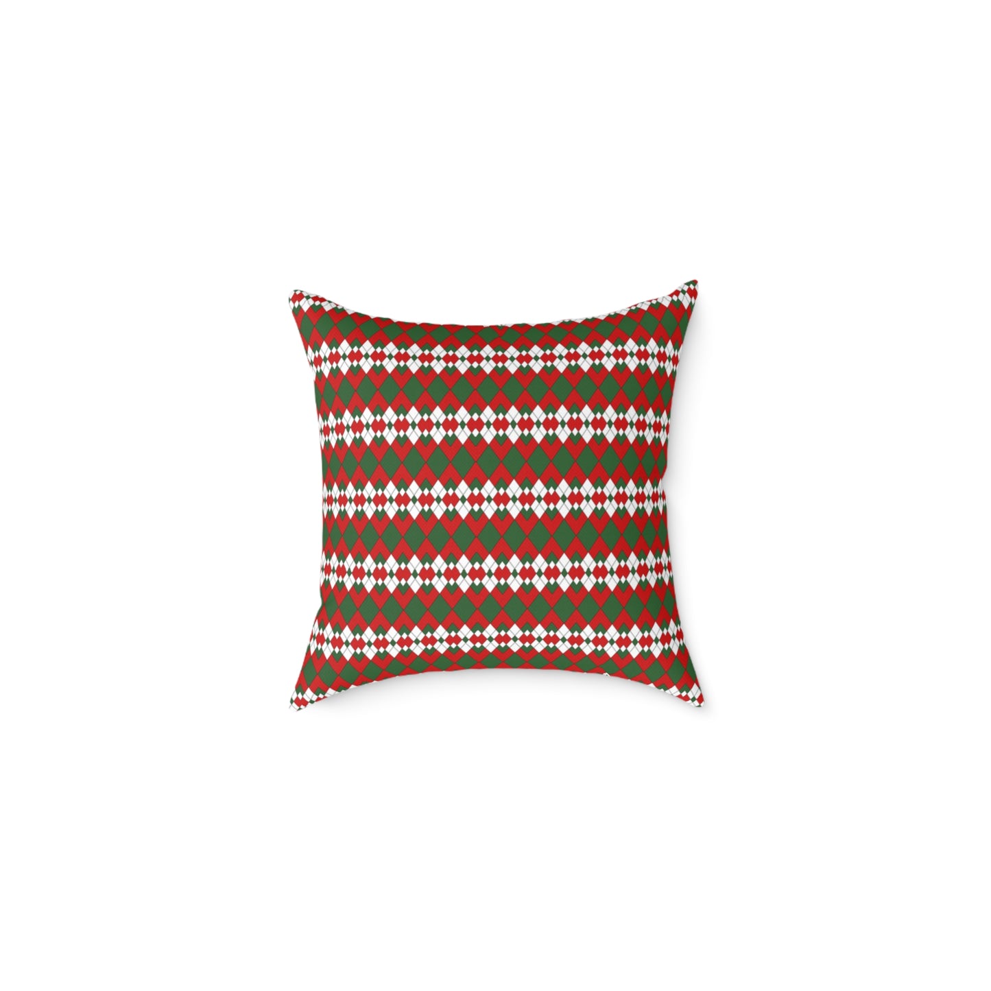 Extra Argyle Christmas Decorative Pillow | Double‑Sided Poly Canvas Cushion, Vibrant Holiday Décor, 5 Sizes