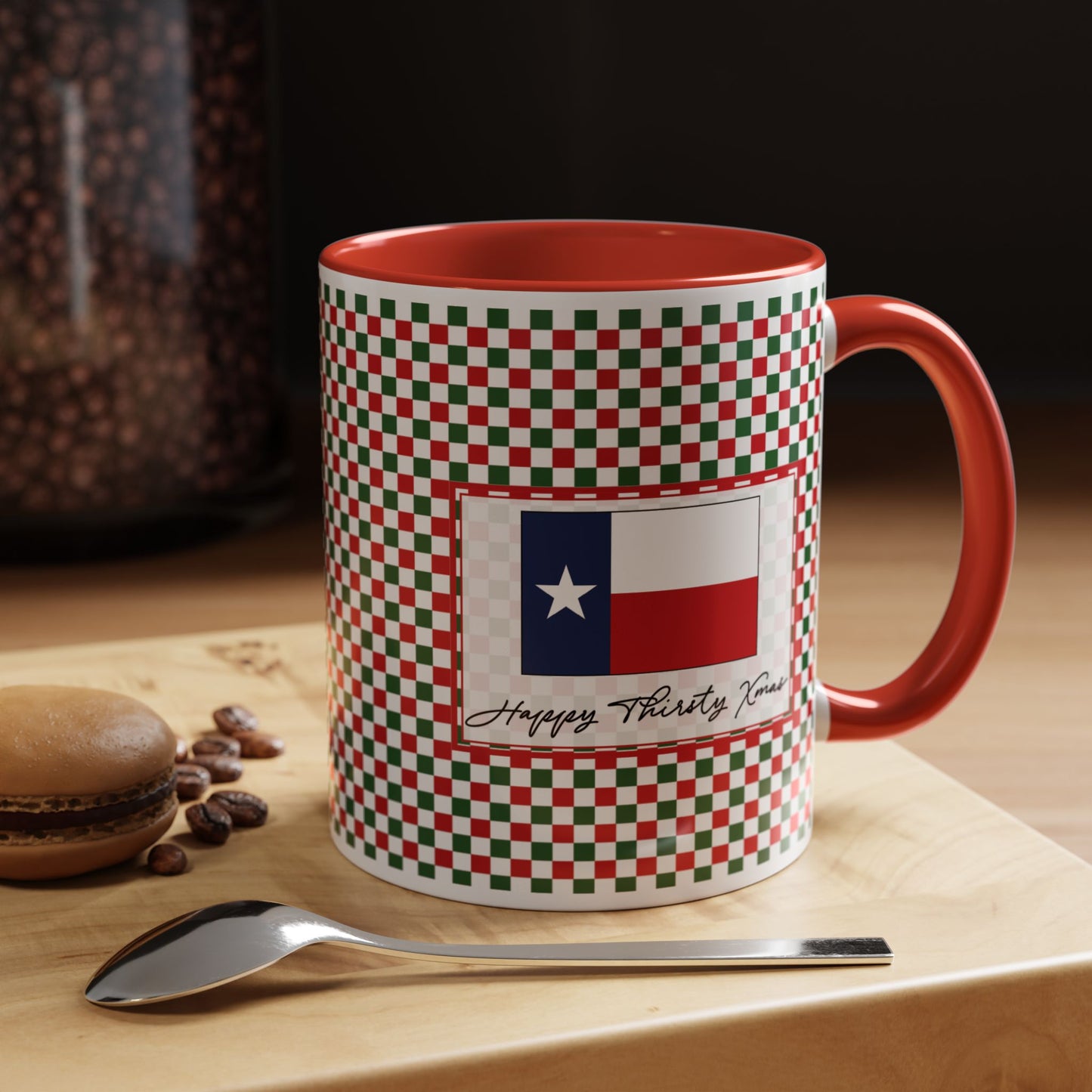 Lit- Christmas Checkered Personalizable Christmas Ceramic Mug (11oz, 15 oz)