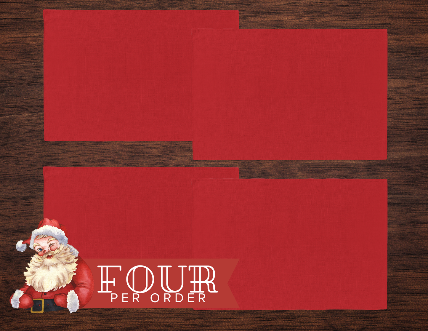 Red Christmas Placemat Set | Washable Holiday Dining Decor, Festive Classic Style