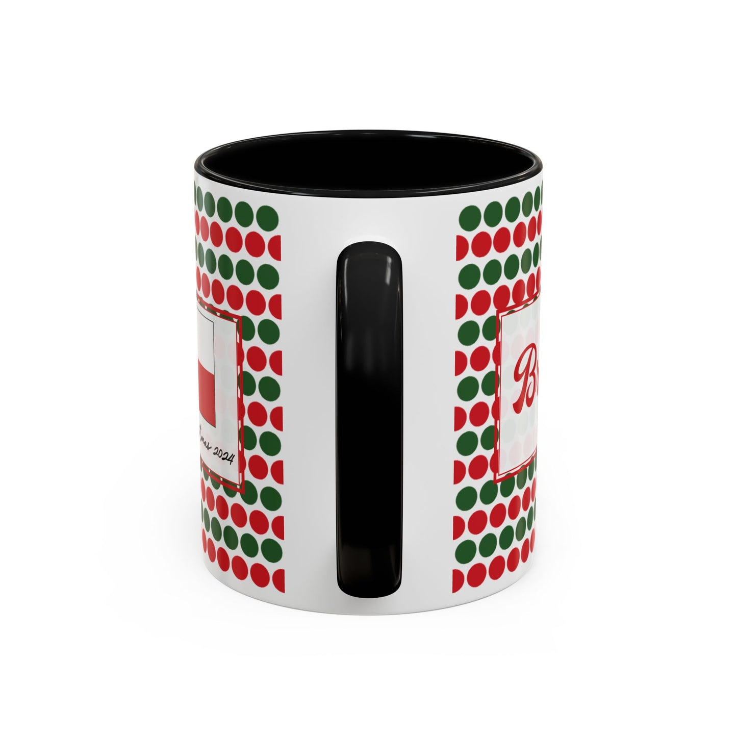 Bright- Christmas Polka Dot Personalizable Christmas Ceramic Mug (11oz, 15 oz)