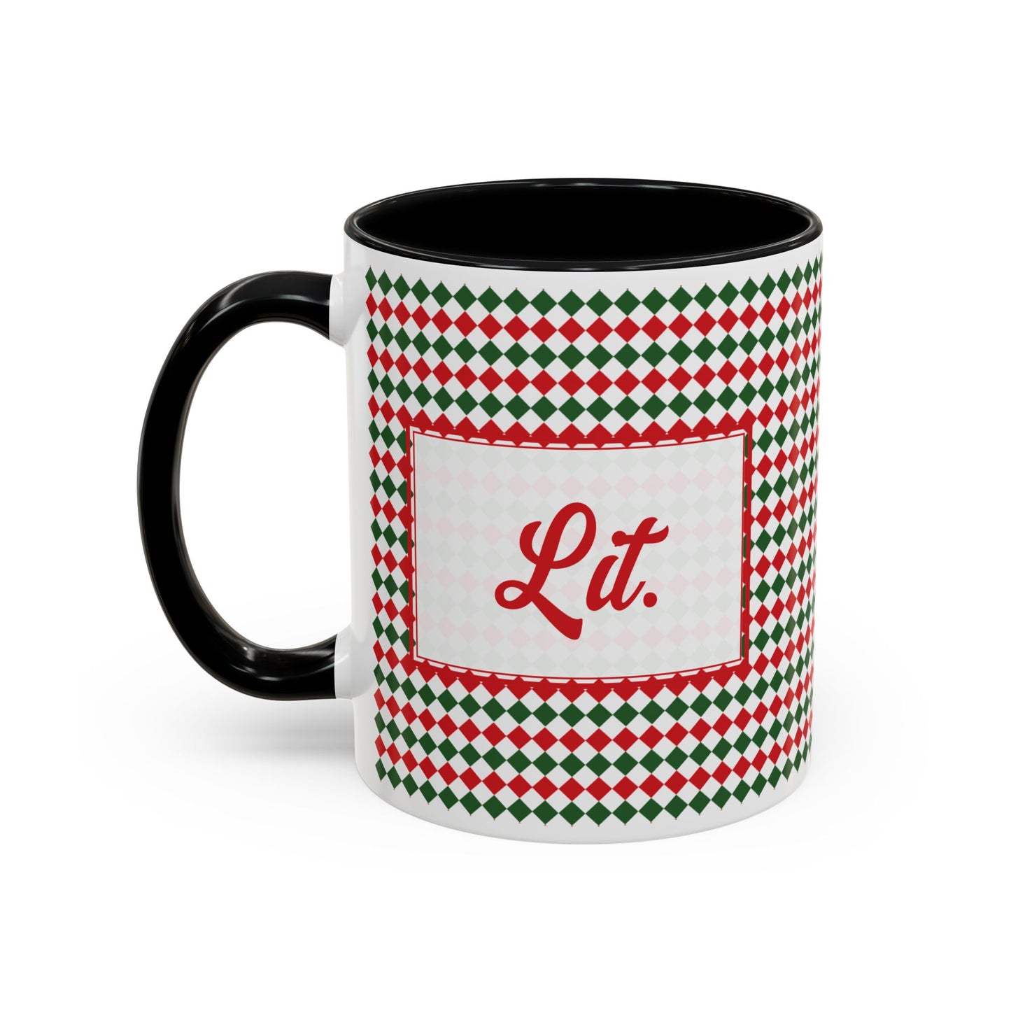 Lit- Christmas Argyle Personalizable Christmas Ceramic Mug (11oz, 15 oz)