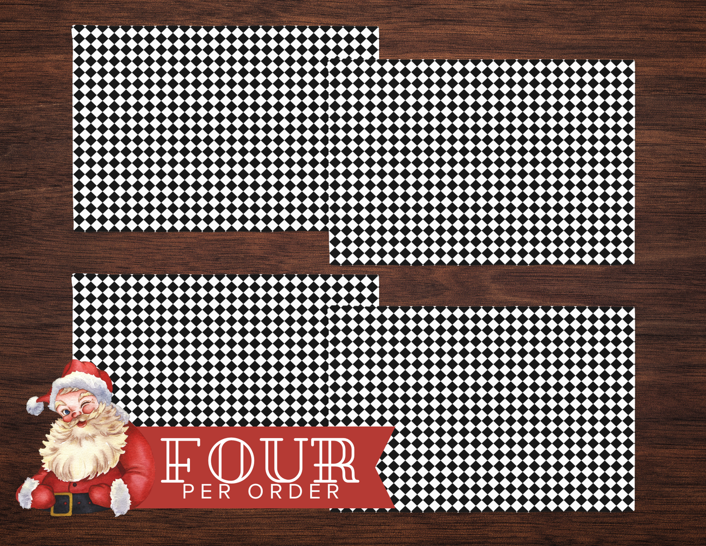 Black & White Argyle Polyester Placemats | Christmas Holiday Table Décor, Elegant Diamond Check Dining Mat Set