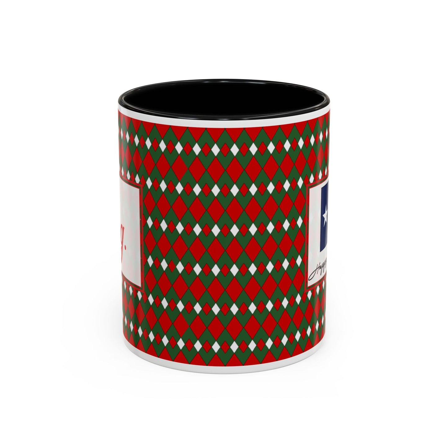 Nog- Christmas Fancy Argyle Personalizable Christmas Ceramic Mug (11oz, 15 oz)