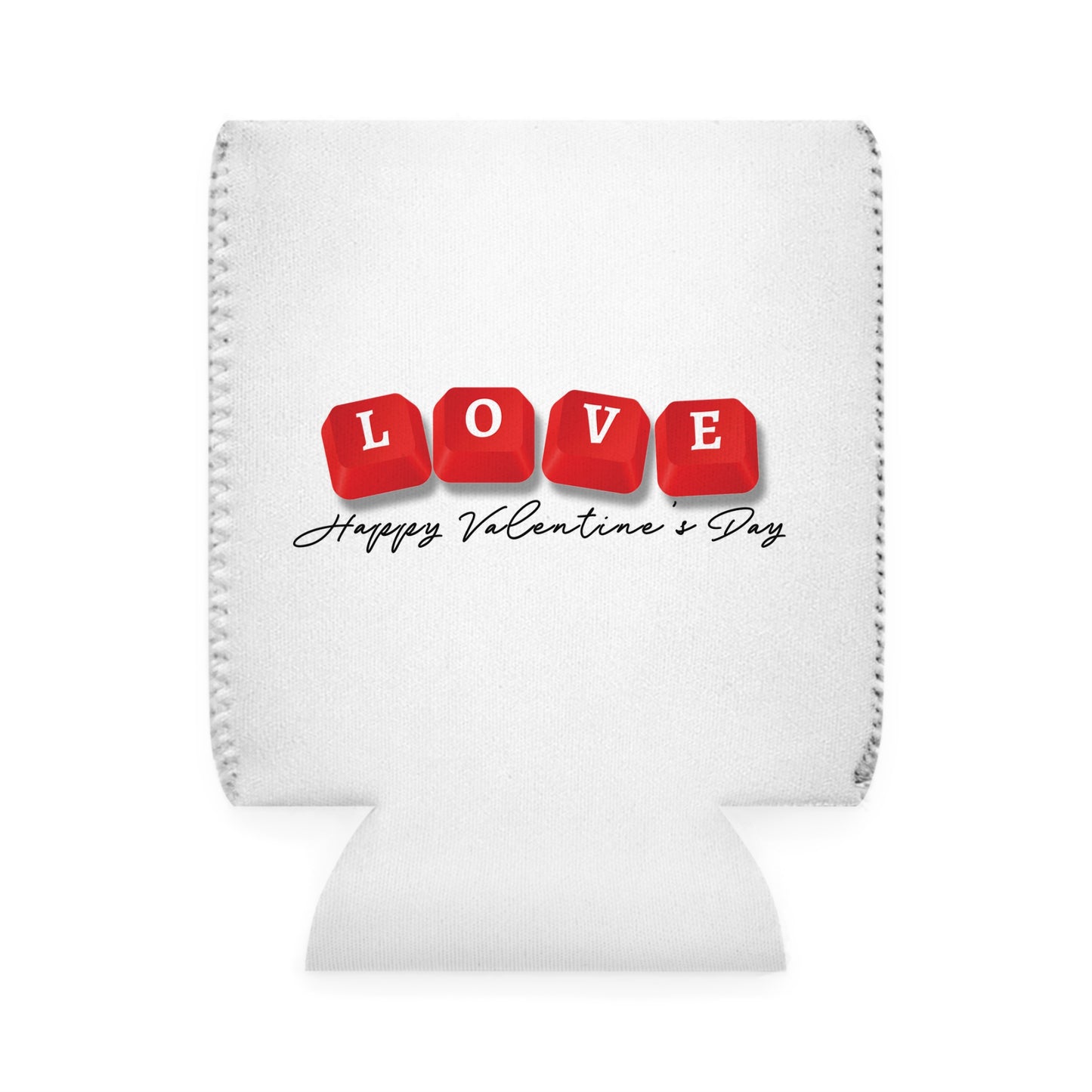 Happy Valentine's LOVE Key Caps Texas State Cut-Out Personalize Custom Name Can Cooler Sleeve