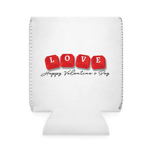 Happy Valentine's LOVE Key Caps Texas State Cut-Out Personalize Custom Name Can Cooler Sleeve