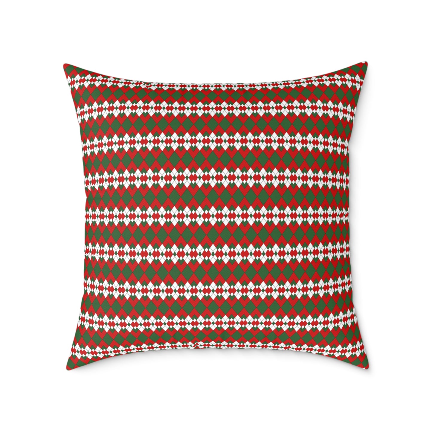 Extra Argyle Christmas Decorative Pillow | Double‑Sided Poly Canvas Cushion, Vibrant Holiday Décor, 5 Sizes