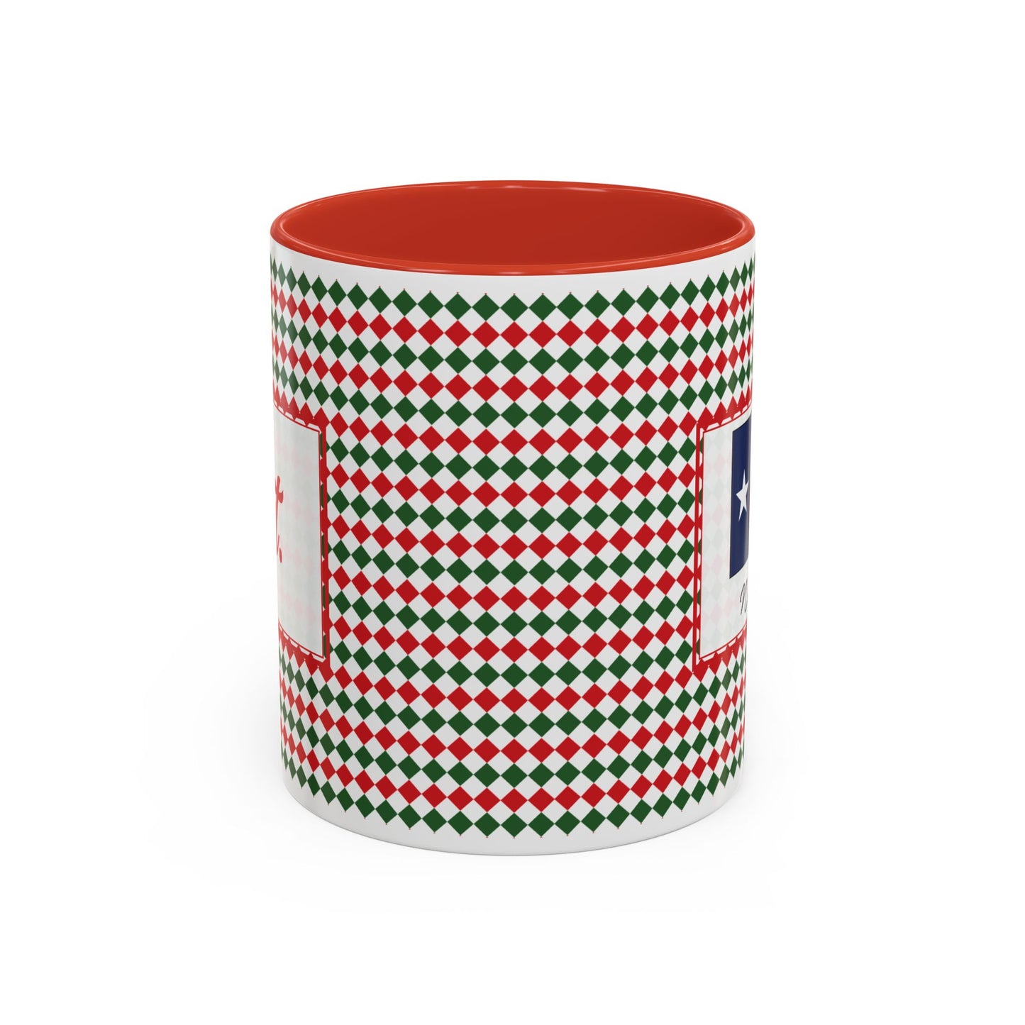 Lit- Christmas Argyle Personalizable Christmas Ceramic Mug (11oz, 15 oz)