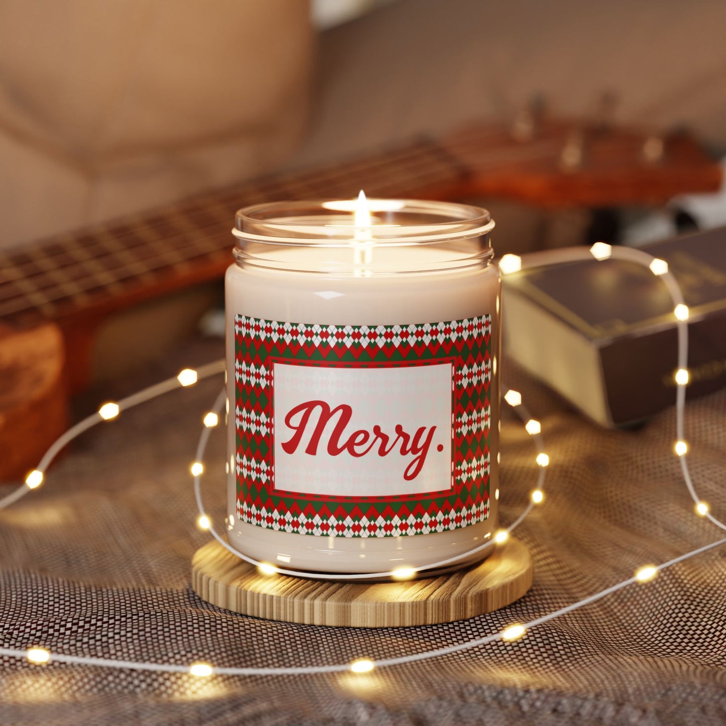 Merry- Christmas Extra Argyle Scented Soy Candle, 9oz