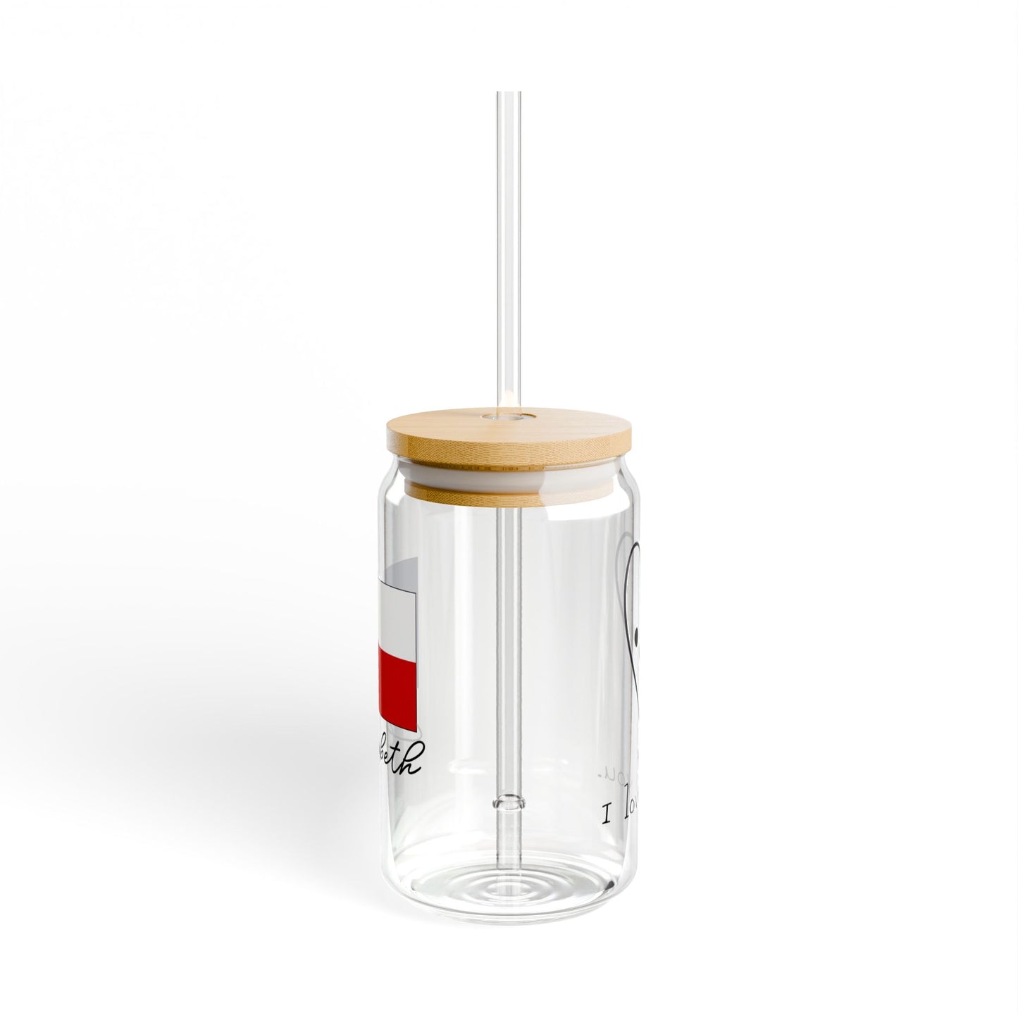 Hi. I Love You. Texas State Flag Valentines Personalizable Custom Name Sipper Glass, 16oz