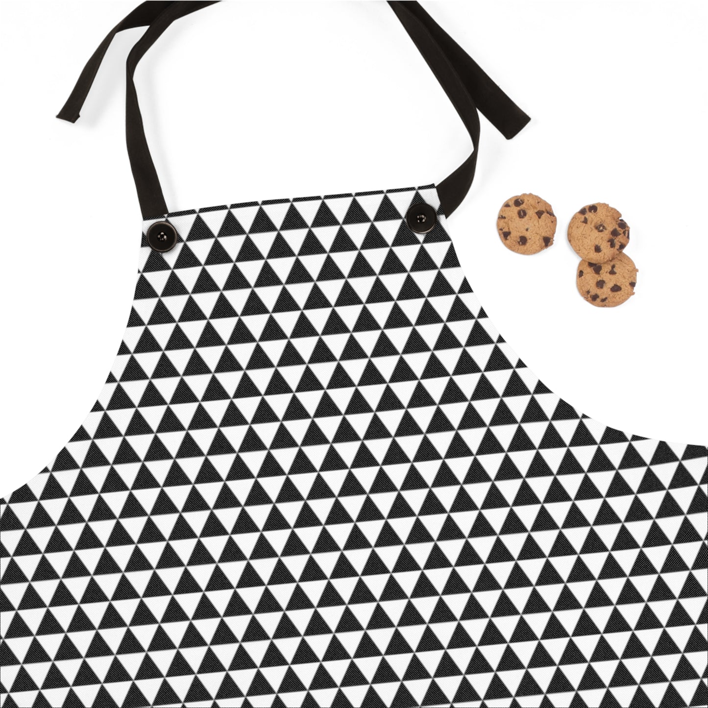 Black Triangle Holiday Apron | Lightweight 100% Polyester Twill, Detachable Black Twill Straps