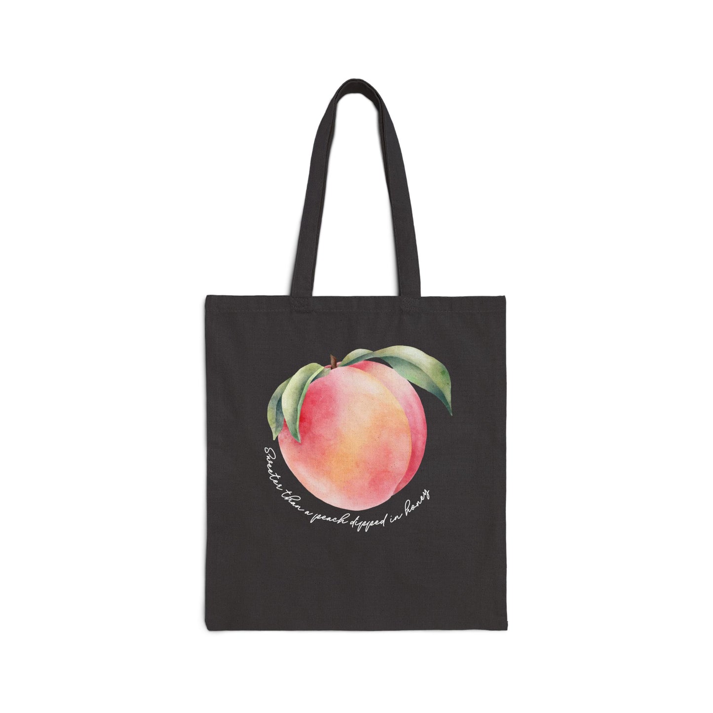 Sweeter Than A Peach In Honey Valentines Personalize Custom Name Cotton Canvas Tote Bag