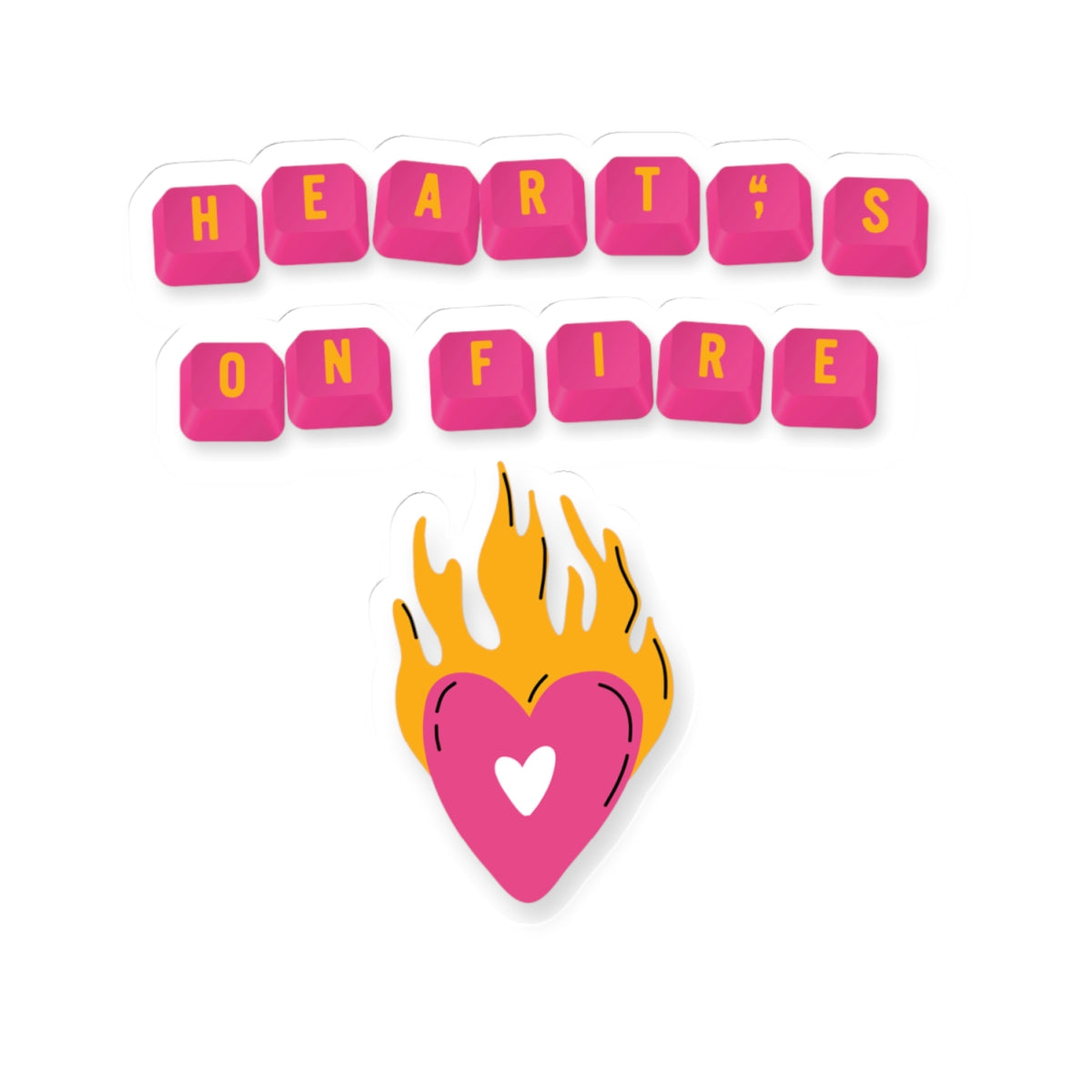 HEARTS ON FIRE Key Caps Flaming Heart Valentine Kiss-Cut Stickers