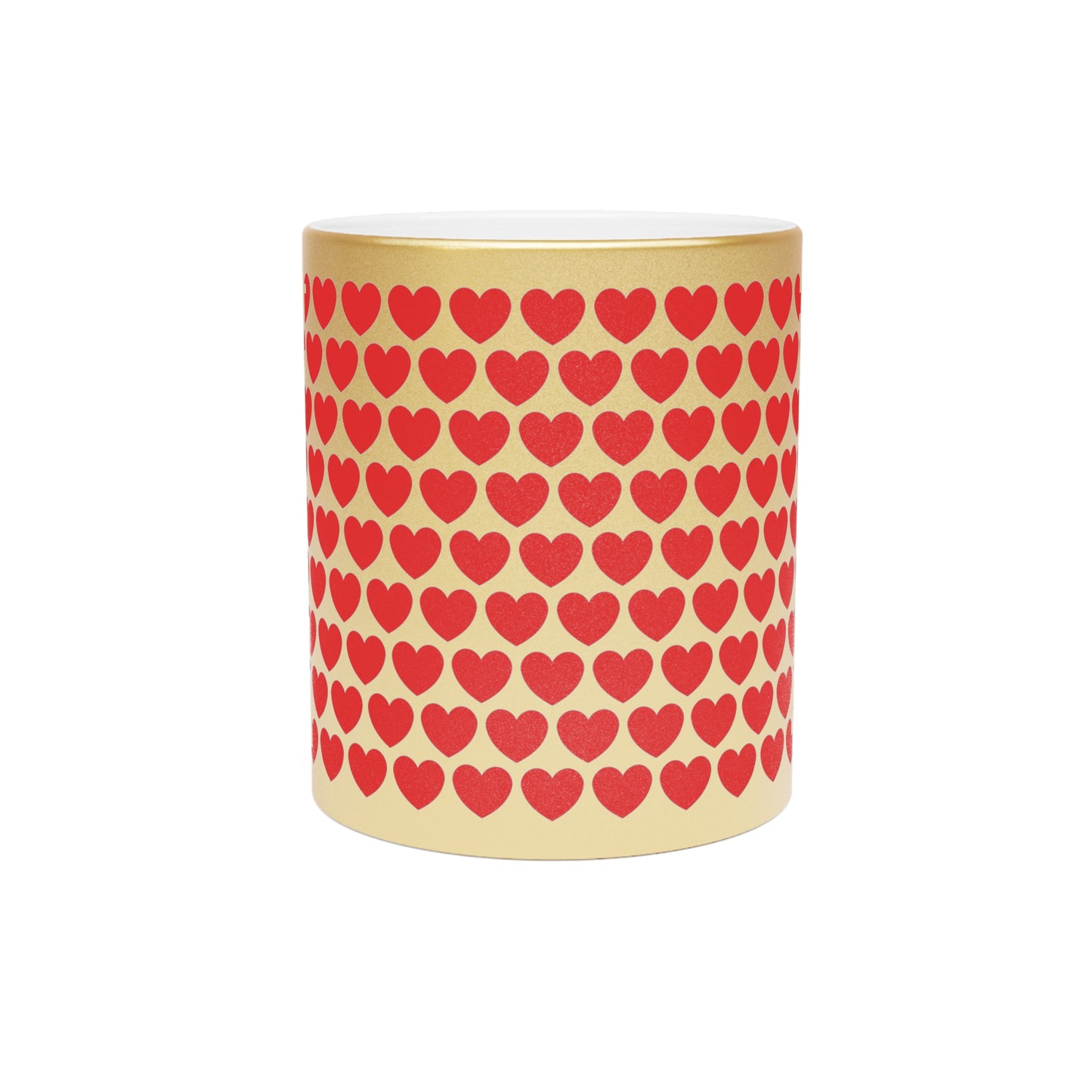 Red Hearts Valentines Metallic Mug (Silver\Gold)