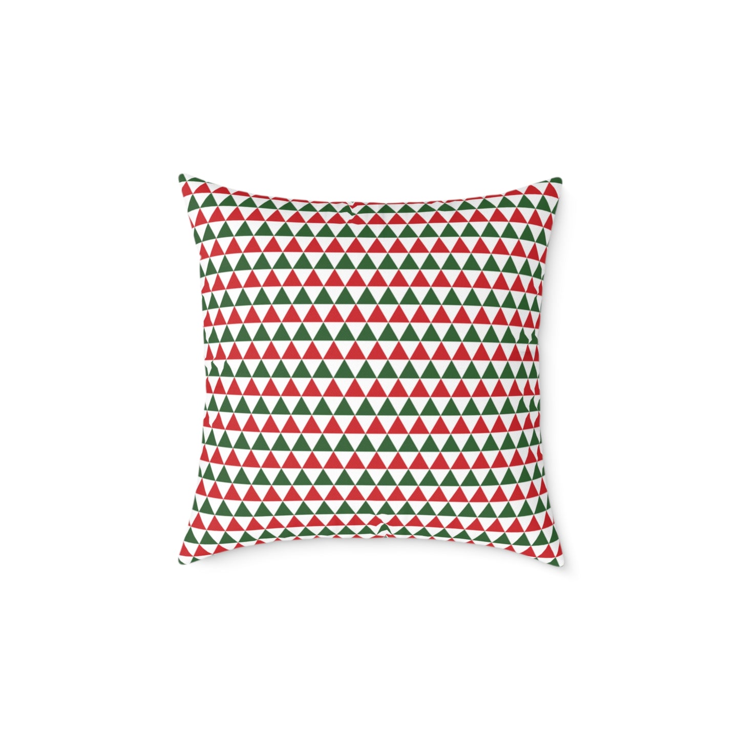 Red & Green Triangle Striped Christmas Decorative Pillow | Double‑Sided Poly Canvas Cushion, 5 Sizes, Vibrant Holiday Décor