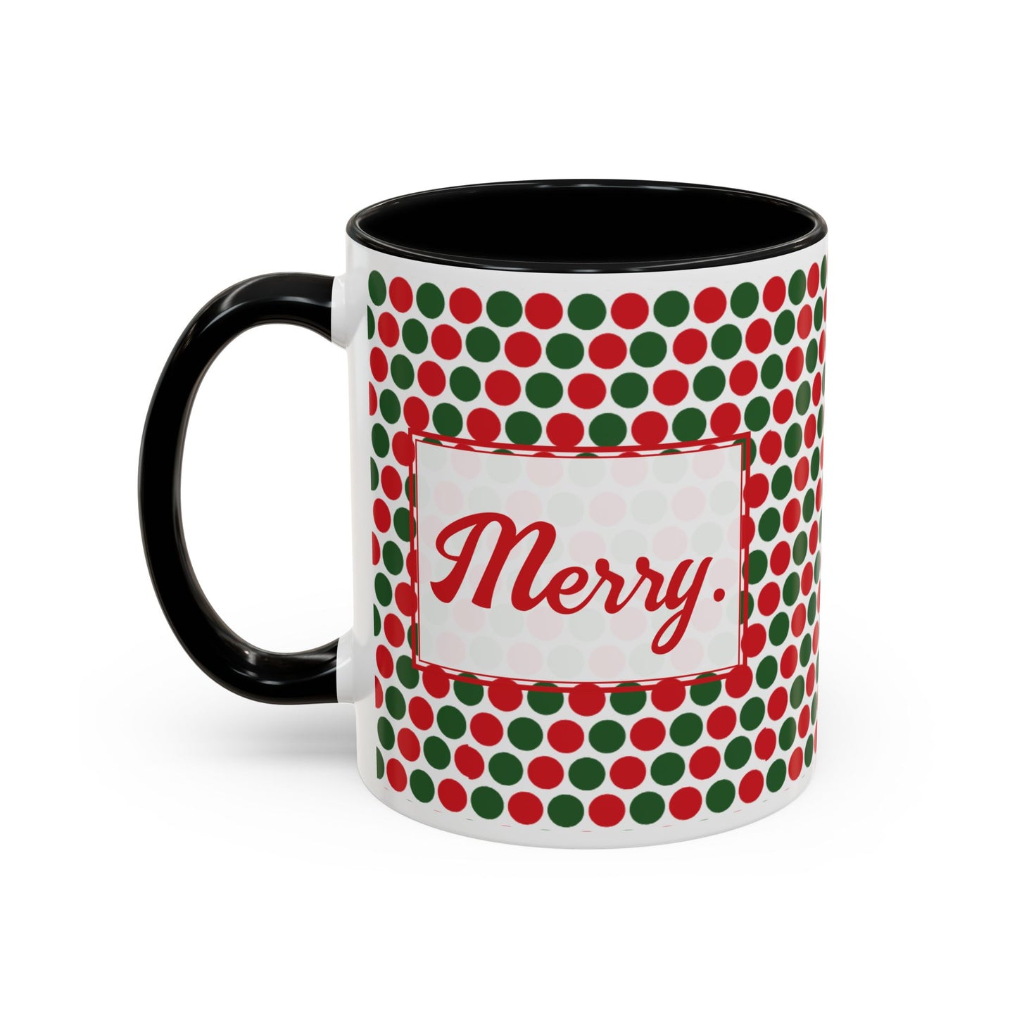 Merry- Christmas Polka Dot Party Personalizable Christmas Ceramic Mug (11oz, 15 oz)