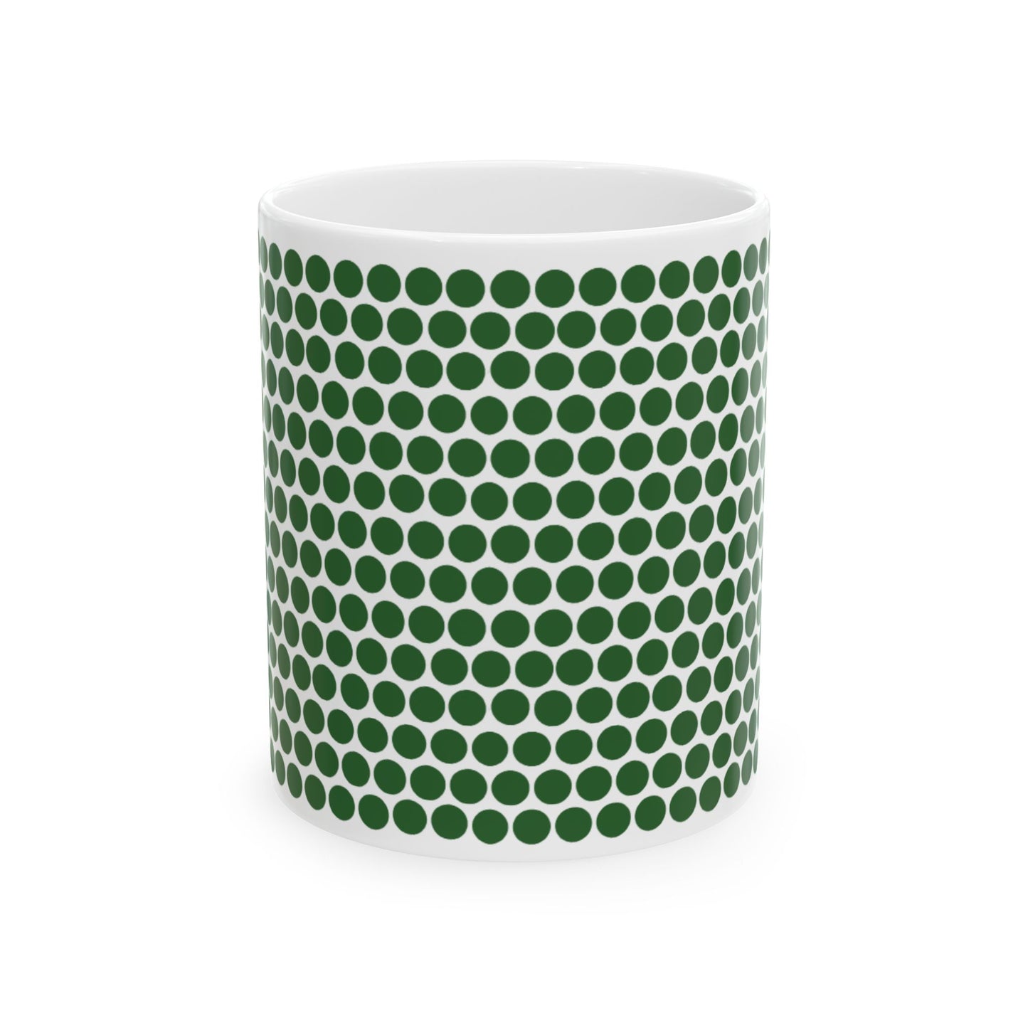 Green Polka Dot Ceramic Mug, (11oz, 15oz)