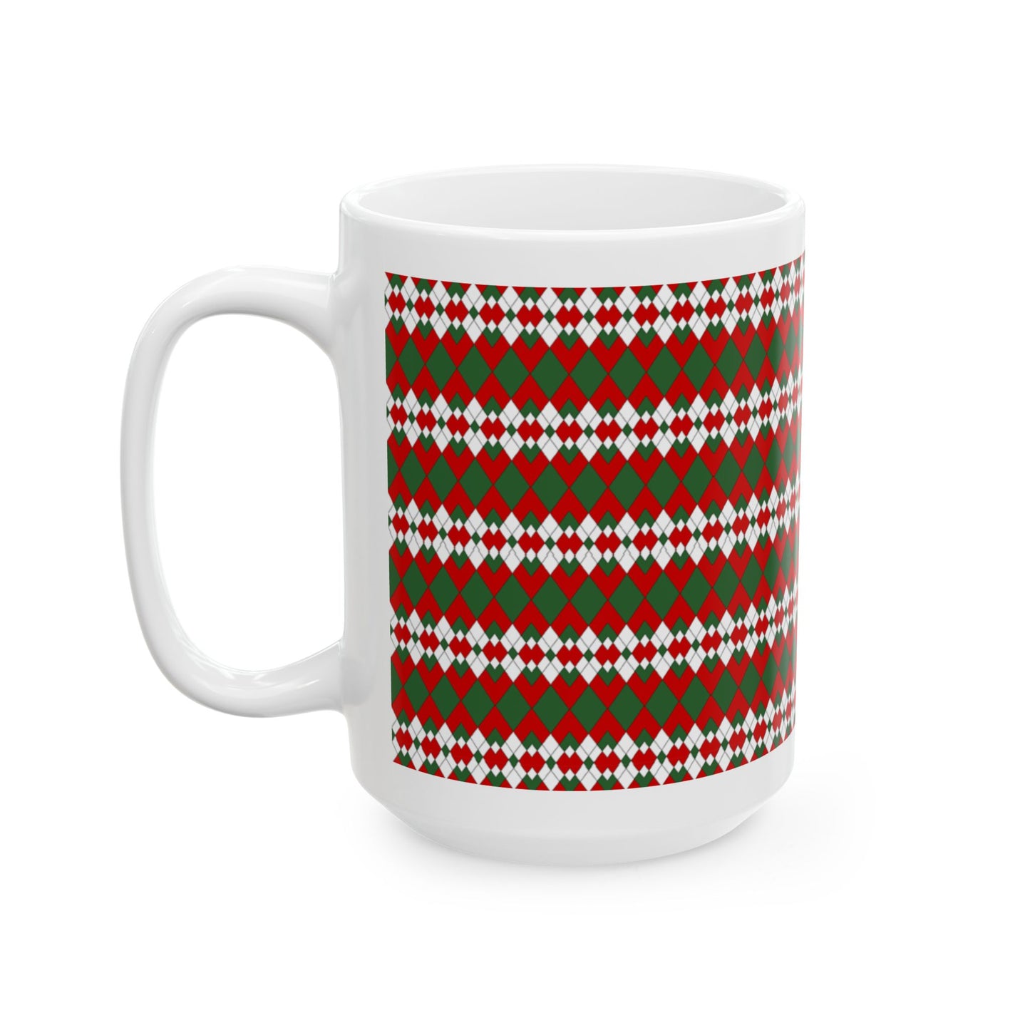 Christmas Extra Argyle Ceramic Mug, (11oz, 15oz)