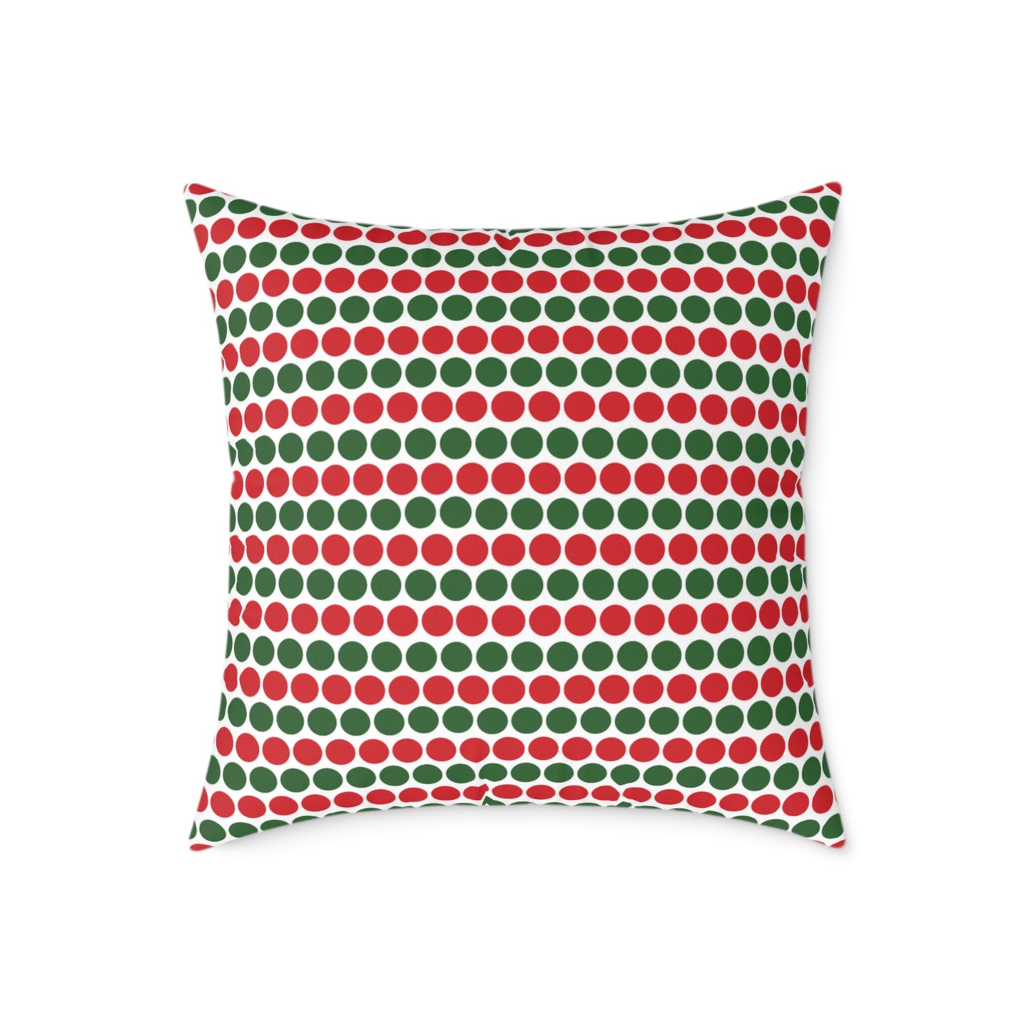 Red & Green Polka Dot Striped Christmas Decorative Pillow | Double‑Sided Poly Canvas Cushion, 5 Sizes, Vibrant Holiday Décor