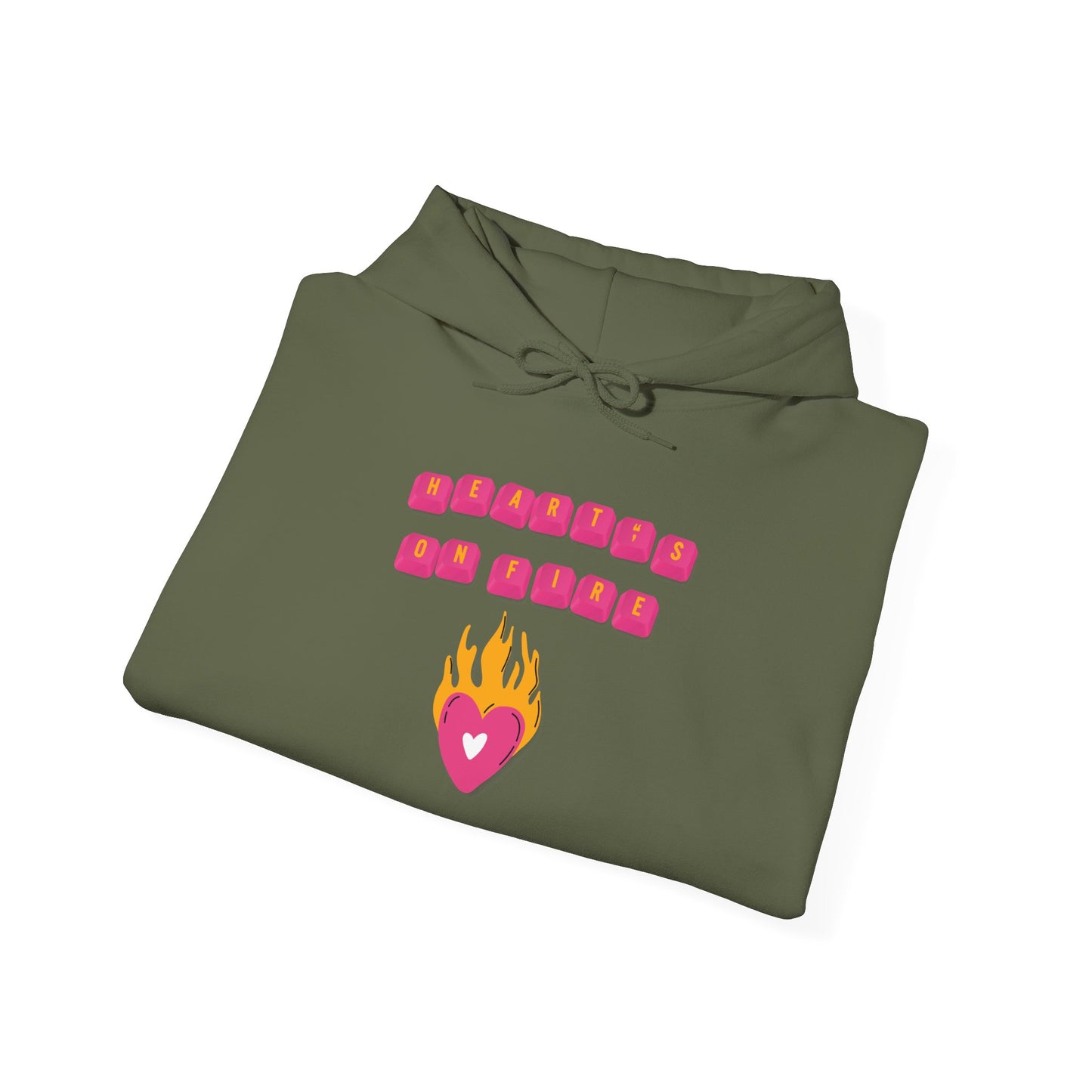 HEART'S ON FIRE Key Caps Flaming Heart Unisex Heavy Blend™ Hooded Sweatshirt