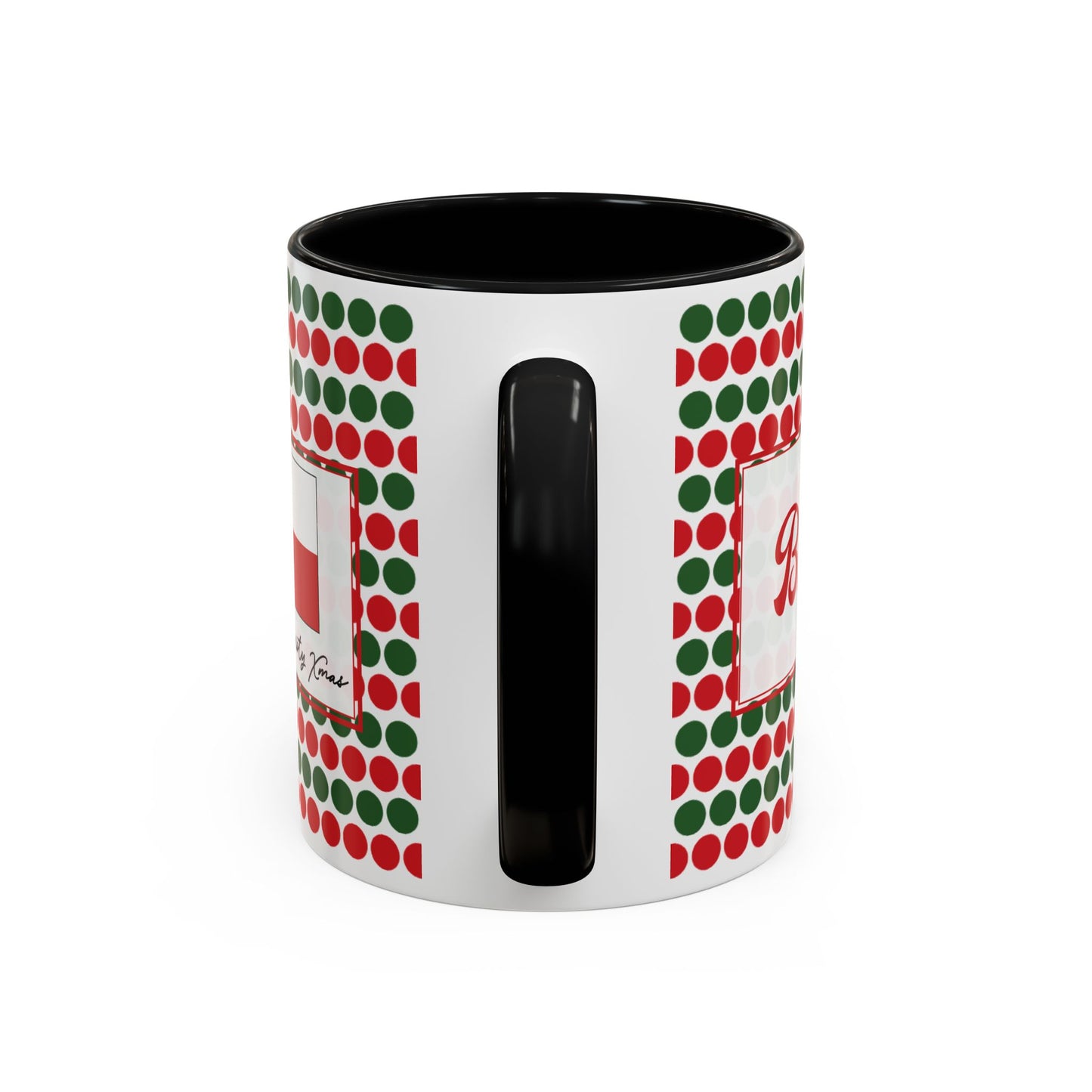 Blitz- Christmas Polka Dots Personalizable Christmas Ceramic Mug (11oz, 15 oz)