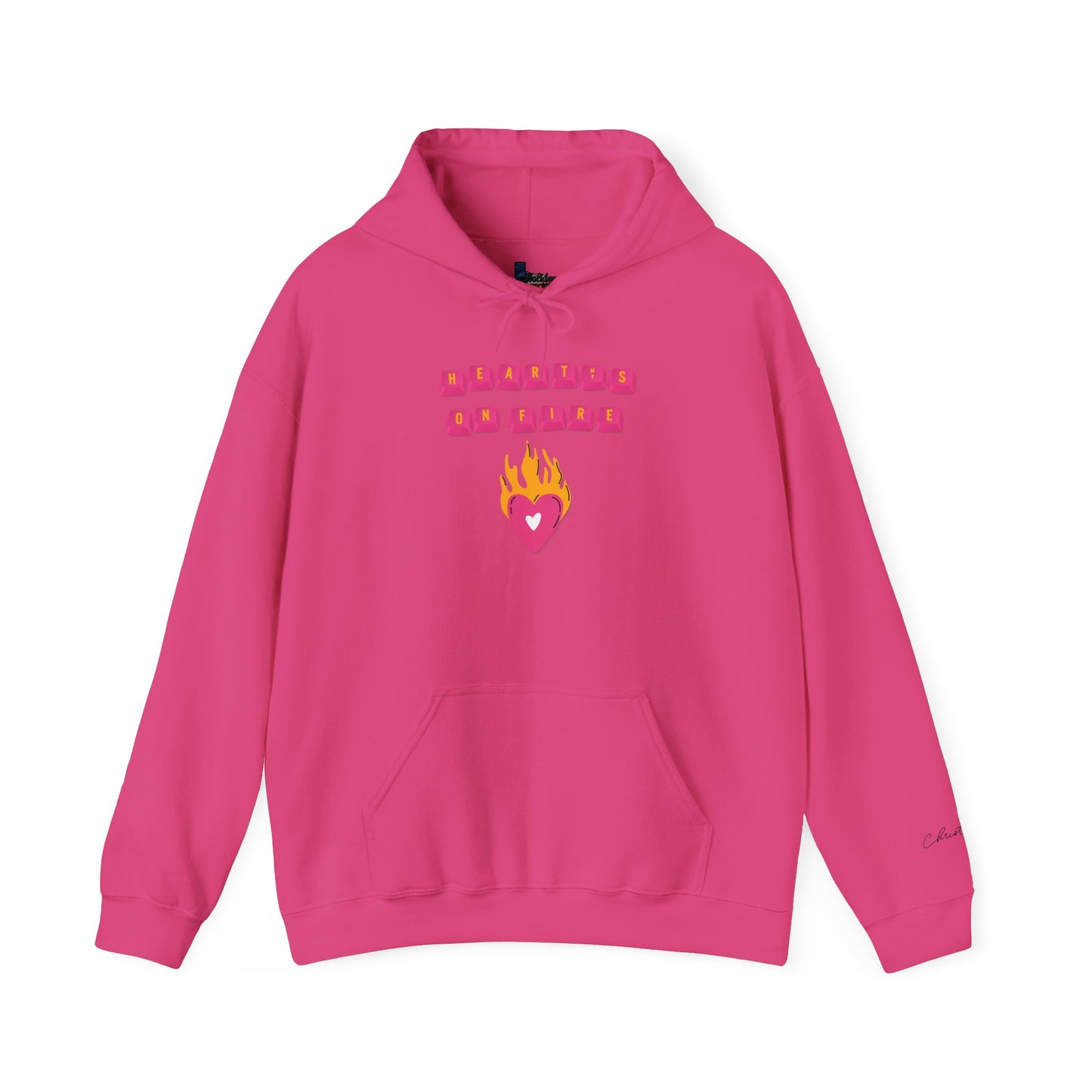 HEART'S ON FIRE Key Caps Flaming Heart Unisex Heavy Blend™ Hooded Sweatshirt
