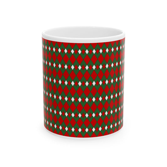 Christmas Fancy Argyle Ceramic Mug, (11oz, 15oz)